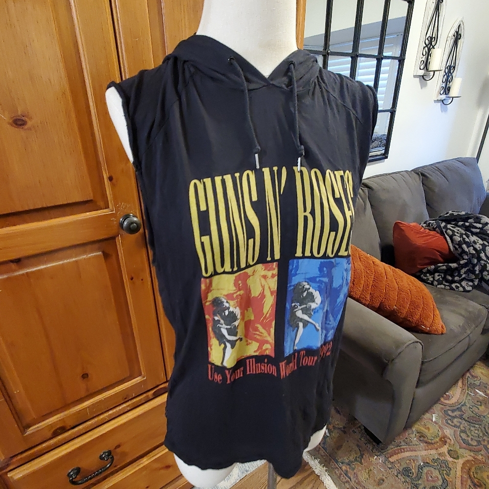 Guns N' Roses Sleeveless Hoodie R13 Aritzia 90s Oversized Vintage GNR Black Rock